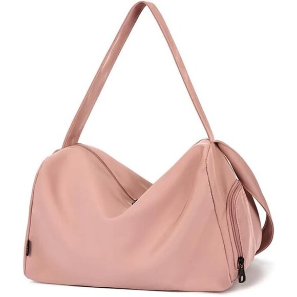 Handbags - Pink Black Sports Bag for Women –Travel Duffel with Shoe Pocket & Wet Section